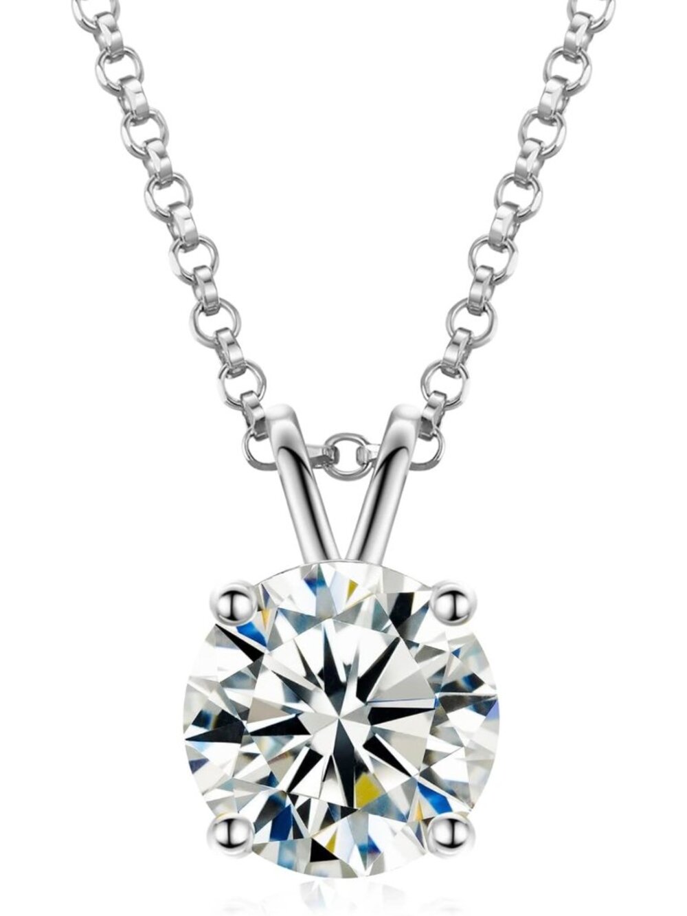 Dainty Moissanite Pendant Necklace 18K Gold Vermeil & Sterling Silver, 0.1-12